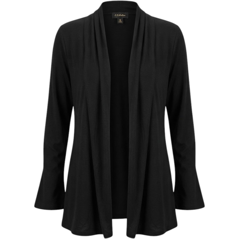 G Collection Womens 3X Black Open Front Cardigan Long Sleeve Rayon Blend P665